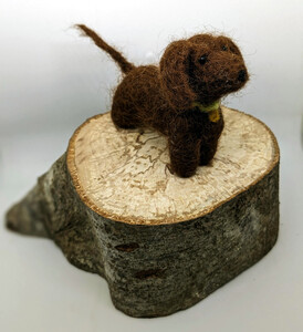 Personalised Needle Felted Sausage Dog on a Log