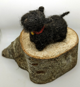 Personalised Needle Felted Scotty Dog on a Log