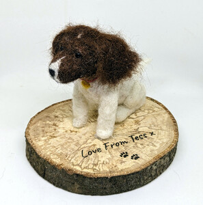 Personalised Needle Felted Springer Spaniel Dog on a Wood Slice