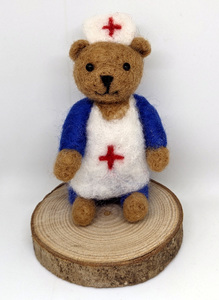 Personalised Needle Felted Nurse on a Wood Slice